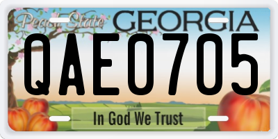 GA license plate QAE0705