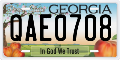 GA license plate QAE0708