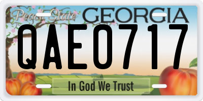 GA license plate QAE0717