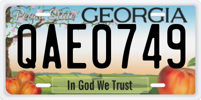 GA license plate QAE0749
