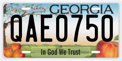 GA license plate QAE0750