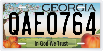 GA license plate QAE0764