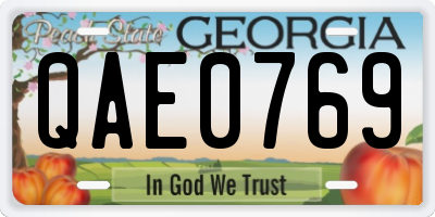GA license plate QAE0769