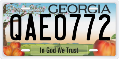 GA license plate QAE0772