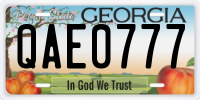 GA license plate QAE0777
