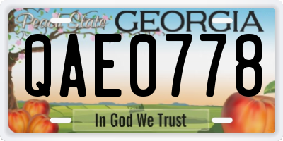 GA license plate QAE0778