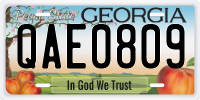 GA license plate QAE0809