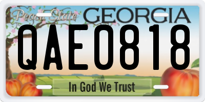 GA license plate QAE0818
