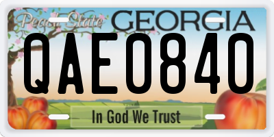 GA license plate QAE0840