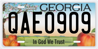 GA license plate QAE0909