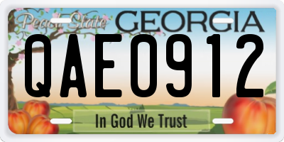 GA license plate QAE0912