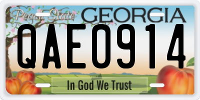 GA license plate QAE0914