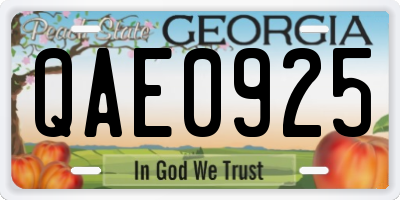 GA license plate QAE0925
