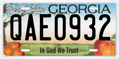 GA license plate QAE0932