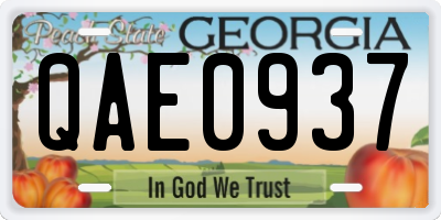 GA license plate QAE0937