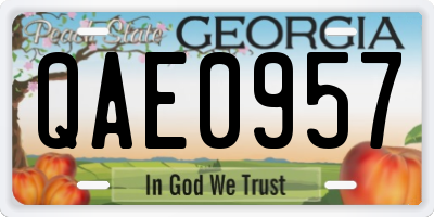 GA license plate QAE0957