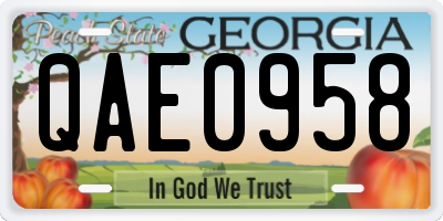 GA license plate QAE0958