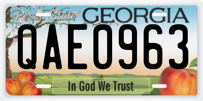 GA license plate QAE0963