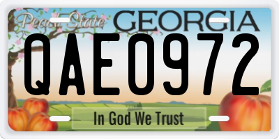 GA license plate QAE0972