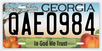 GA license plate QAE0984