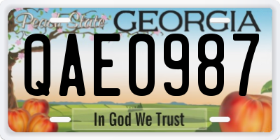 GA license plate QAE0987