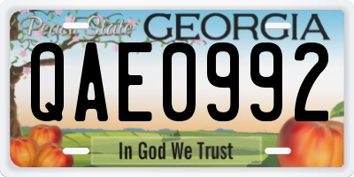 GA license plate QAE0992