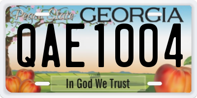 GA license plate QAE1004