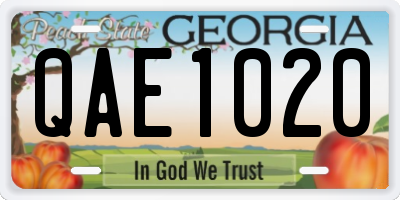 GA license plate QAE1020