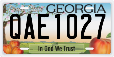 GA license plate QAE1027