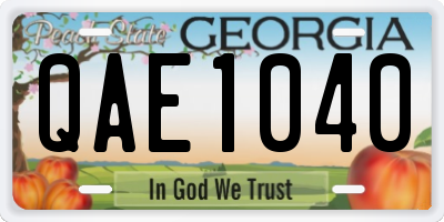 GA license plate QAE1040
