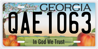 GA license plate QAE1063