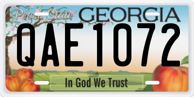 GA license plate QAE1072