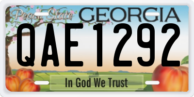 GA license plate QAE1292