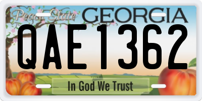 GA license plate QAE1362