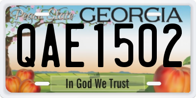 GA license plate QAE1502