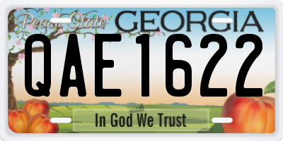 GA license plate QAE1622