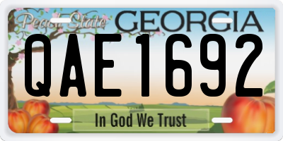 GA license plate QAE1692