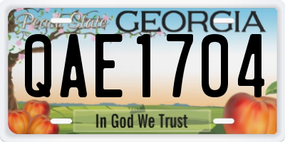 GA license plate QAE1704