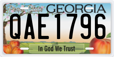 GA license plate QAE1796