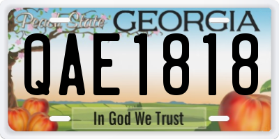 GA license plate QAE1818