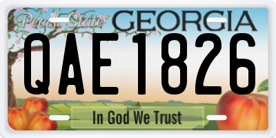 GA license plate QAE1826