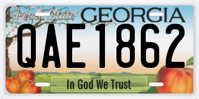 GA license plate QAE1862