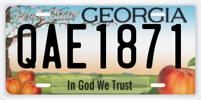GA license plate QAE1871
