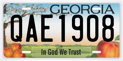 GA license plate QAE1908