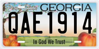 GA license plate QAE1914
