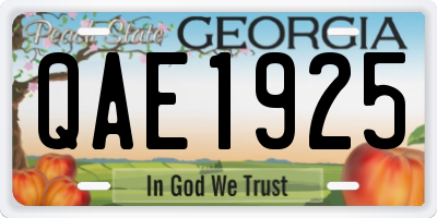 GA license plate QAE1925