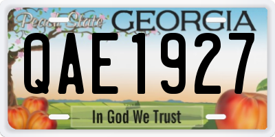 GA license plate QAE1927