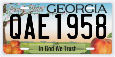 GA license plate QAE1958