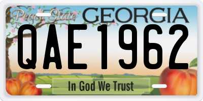GA license plate QAE1962