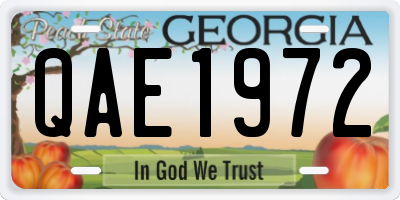 GA license plate QAE1972